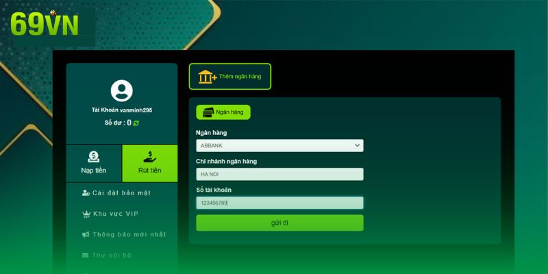 Quy trình rút tiền tại các hình thức thanh toán của 69VN 